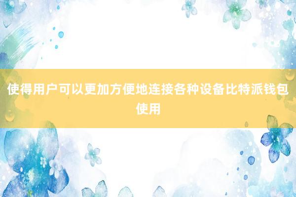 使得用户可以更加方便地连接各种设备比特派钱包使用