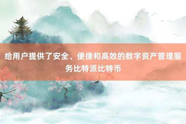 给用户提供了安全、便捷和高效的数字资产管理服务比特派比特币